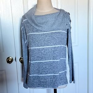Maurices 24/7 stripe button cowl neck pullover sweater